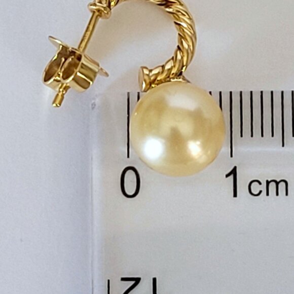 David Yurman Solari 18K YG Diamond Showcasing Rare Yellow Pearl Drop Earrings - Picture 9 of 11